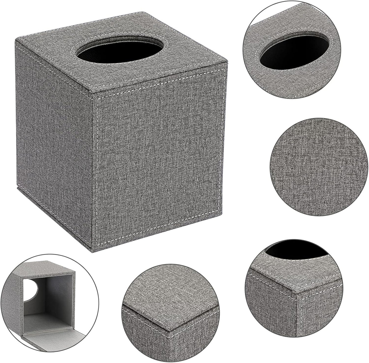 Sumnacon Square Linen Tissue Box,Magnetic Bottom Cover Tissue Box Holder