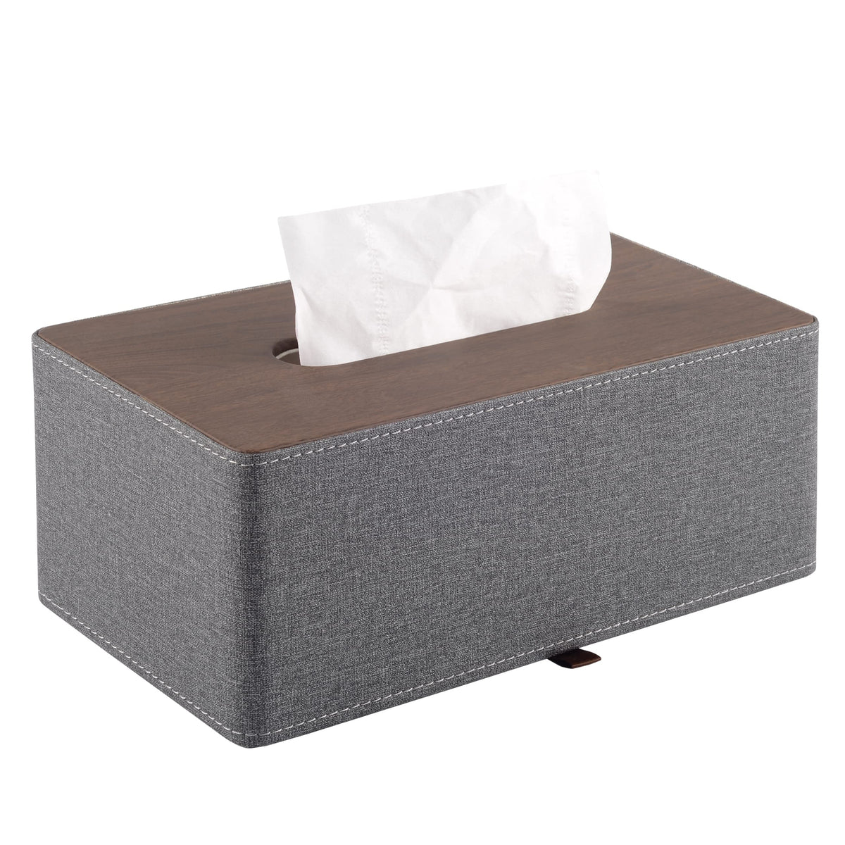 High-end Fashion PU Leather Tissue Box Holder Black with lid, Rectangular Napkin Facial Tissues Holder Dispenser,Home Office Car Tissue Box Cover Decorative Container with Magnetic Bottom (Black)