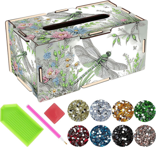 DDGYP Dragonfly 5D Diamond Art Tissue Box Kit, 5.31×9.69×4.13 Inch,1 Pack