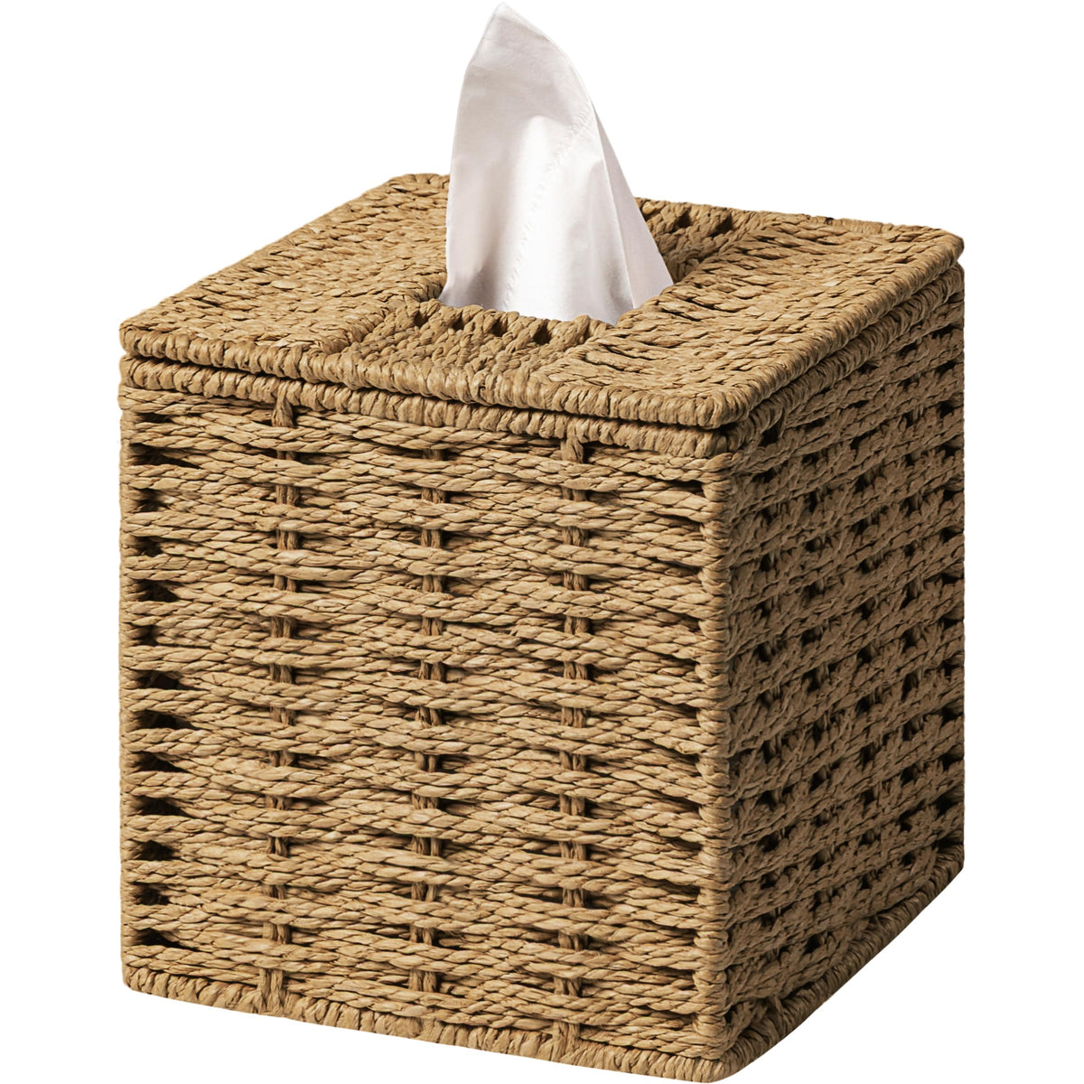 Sage Green Tissue Box Cover, Hand Woven Square Tissue Box Holder